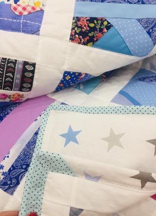 Одеяло пэчворк-звезды-голубое лоскутное одеяло-стеганное покрывало-подарок для мамы10 фото