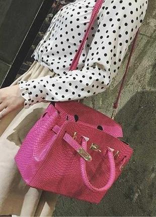Жіноча рожева шкіряна сумка3 фото