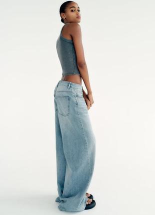 Джинси zara wide leg mid rise full legngth