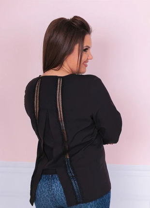 Блузочка жіноча з кружевом чорна3 фото