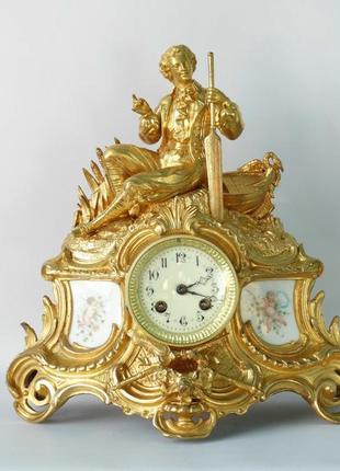 Камінний бронзовий годинник в розкішній позолоті ,каминные часы