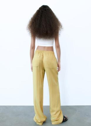 Zara широкие льняные брюки р.s3 фото