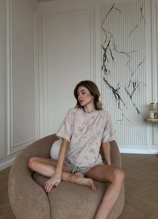 Комплект футболка + шорты для дома пижама комфортный стильный7 фото