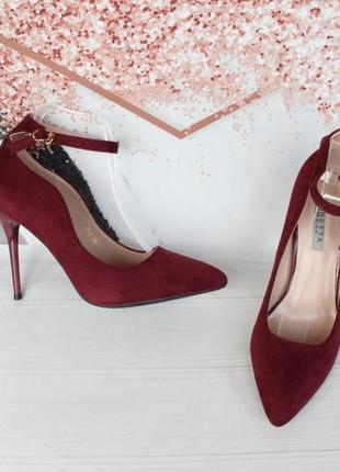 Бордові туфлі, човники. лодочки 38 размера