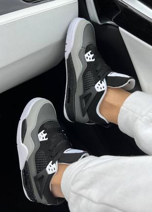 Jordan retro 4 black white silver   100452 фото