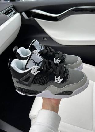 Jordan retro 4 black white silver   100454 фото