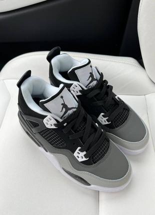 Jordan retro 4 black white silver   100455 фото