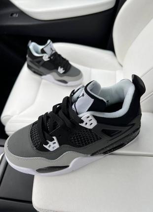 Jordan retro 4 black white silver   100457 фото