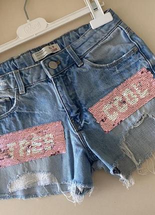 Zara стильные джинсовые шорты для девочки 8-9 лет