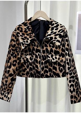 Стильний модний кардиган- бомбер  куртка леопард леопардовий принт6 фото