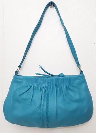 Маленькая кожаная сумочка topshop красивого бирюзового цвета7 фото