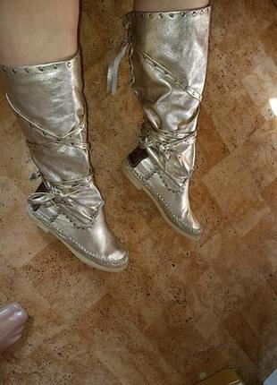 Сапоги золотые кожа натуральная ручная работа