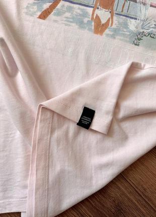 Светло-розовая плотная футболка pull&bear, 100 хлопок4 фото