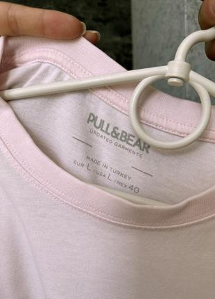 Светло-розовая плотная футболка pull&bear, 100 хлопок3 фото