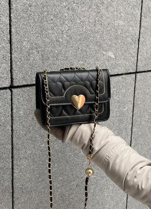 Жіноча  сумка 1027 крос-боді на цепочці чорна