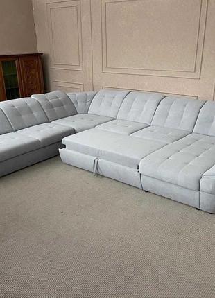 Великий кутовий розкладний диван в тканині3 фото