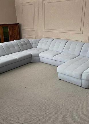 Великий кутовий розкладний диван в тканині6 фото