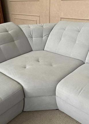 Великий кутовий розкладний диван в тканині8 фото