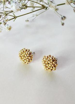 Золотые серьги гвоздики, пуссеты, мини - серьги