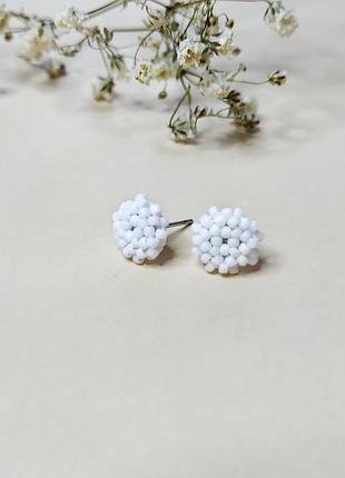 Маленькі білі сережки гвоздики, пуссети, міні - сережки, 8 мм