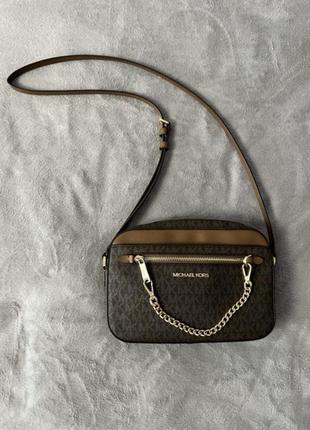 Сумка crossbody michael kors jet set logo brown