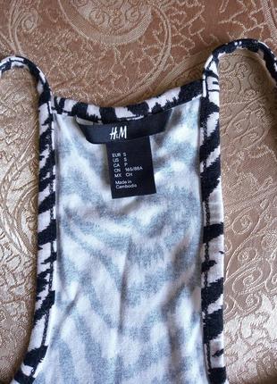 Сарафан женский, платье по фигуре  летнее h&m с принтом зебра р. 44, s, цвет черный/белый 5