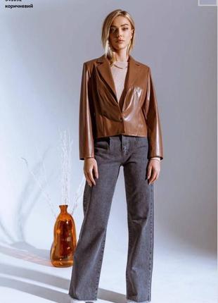 Куртка жіноча коричнева еко шкіри2 фото