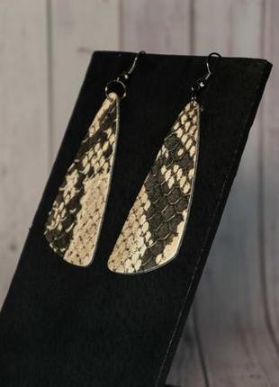 Сережки з зміїної шкіри, handmade, рукоділля8 фото