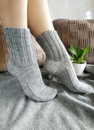 Женские вязаные шерстяные носки - серые - 37-39 р