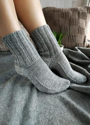 Жіночі в'язані вовняні шкарпетки - сірі - 37-39 р3 фото