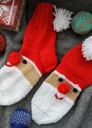 Носочки детские новогодние с санта клаусом красные