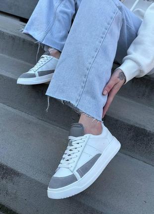 Белые серые базовые женские кроссовки кеды из натуральной кожи замши кожаные кроссовки кеды1 фото