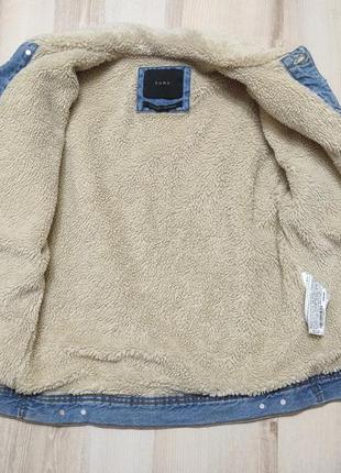 Утепленная джинсовая куртка шерпа на овчине oversize zara, джинсовка на меху zara7 фото