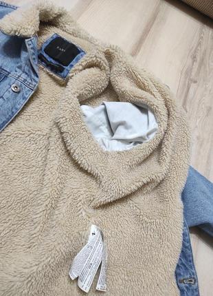 Утеплена джинсова куртка шерпа на овчині oversize zara, джинсовка на хутрі zara8 фото