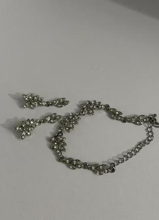 Набор украшений с серебряным напылением шарики +браслет2 фото