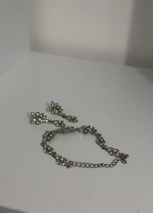 Набор украшений с серебряным напылением шарики +браслет3 фото