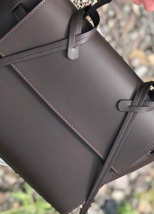 Італійська шкіряна сумка коричнева шоколадна темна жіноча шкіряна genuine leather7 фото