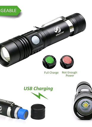 Яскравий далекобійний ліхтар  led під акумулятор 18650 в алюмін