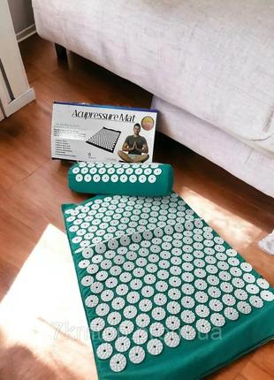 Масажний ортопедичний килимок з подушкою acupressure mat ортопедический массажный коврик 65 см*41 см