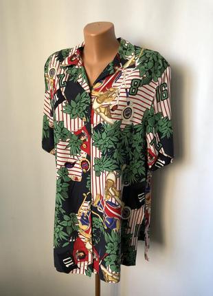 Винтаж 90-ни яркая блузка-рубашка «гольф» вискозный штапель подал чики1 фото