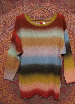 Довгий різнокольоровий светр, джемпер