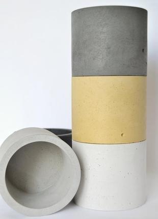 Горшок из бетона цилиндр 9*11 см .кашпо из бетона. вазон для суккулентов.