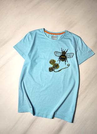 Голубая коттоновая футболка с оригинальным рисунком акриловыми красками,
 ручная работа
