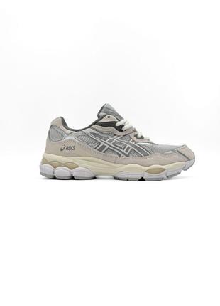 Женские кроссовки высокого качества в стиле asics gel-nyc beige/grey1 фото