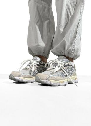 Женские кроссовки высокого качества в стиле asics gel-nyc beige/grey5 фото