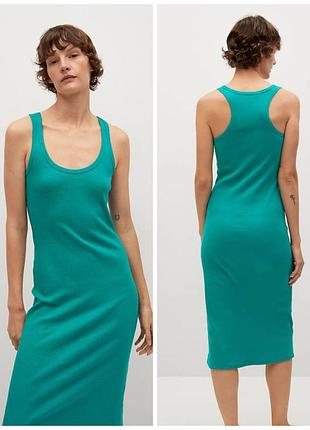 Сукня міді в рубчик, сукня майка, плаття, платье майка