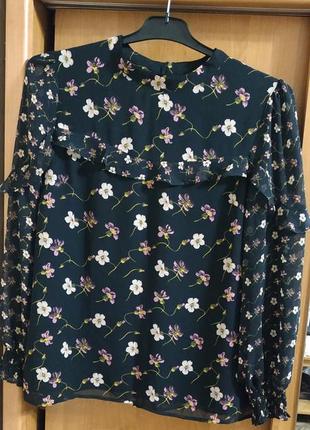 Блуза рубашка в цветочный принт р.s/m2 фото