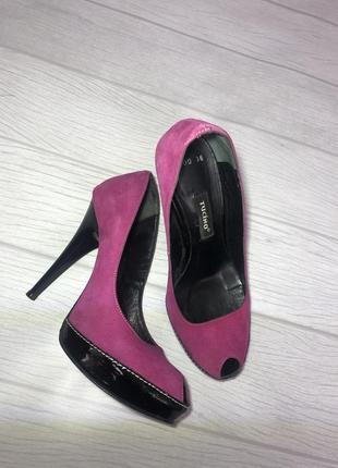 Рожеві жіночі, натуральні всередині і зовні замшеві туфлі3 фото