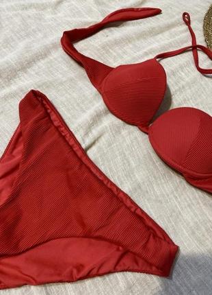 Tezenis крутой красный раздельный купальник известного бренда3 фото