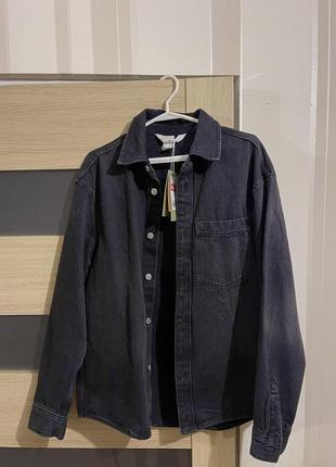 Джинсовая куртка h&amp;m, мужская джинсовка, черная демисезонная джинсовая куртка6 фото